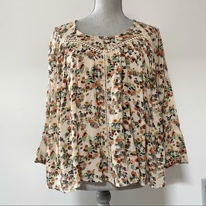 Louizon blouse floral boho chic crochet trim top light